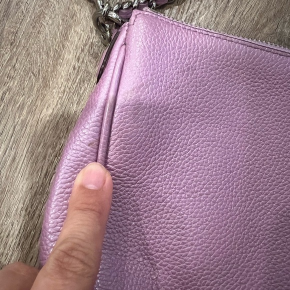 Coach Pebble Leather Carrie Pink Metallic Crossbody Bag - Picture 2 of 16